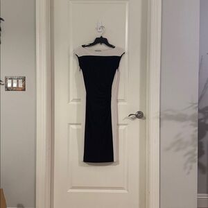 Ralph Lauren Black and White Side Ruched Sheath Dress - Size 6
